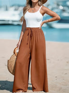 Wide Leg Loose Pants - Piña Colada