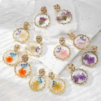 Natural Flower Dangle Earrings - Piña Colada