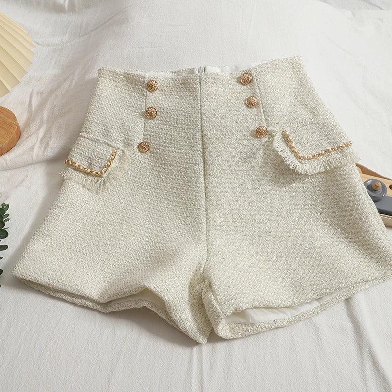 High Waist Short Button Vintage A-line - Piña Colada