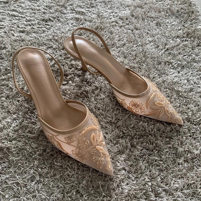 Mesh Embroidered Fashion Shoes - Piña Colada