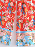 Floral Print Bohemian Wide Leg Pant - Piña Colada