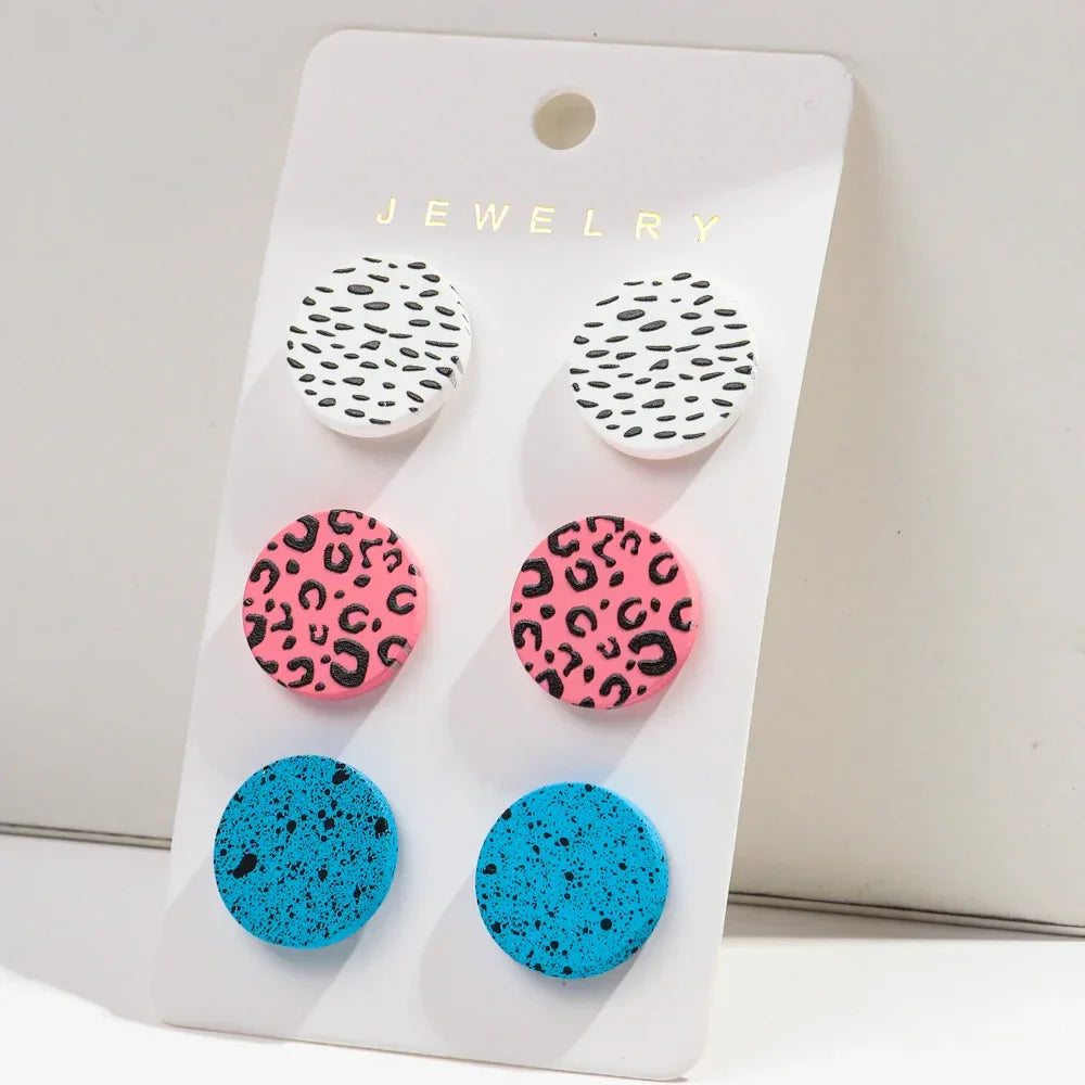 3Pairs/set Colorful Acrylic Earrings - Piña Colada