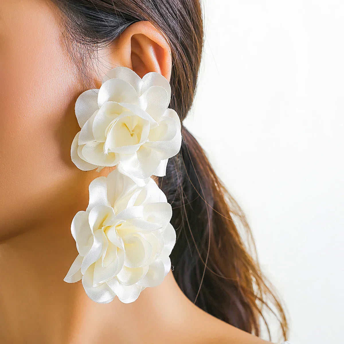 Red Big Flower Drop Earrings - Piña Colada
