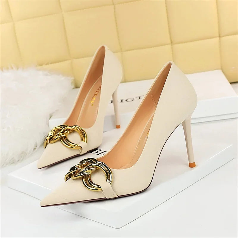 Thin High Heels Shallow Pointed - Piña Colada