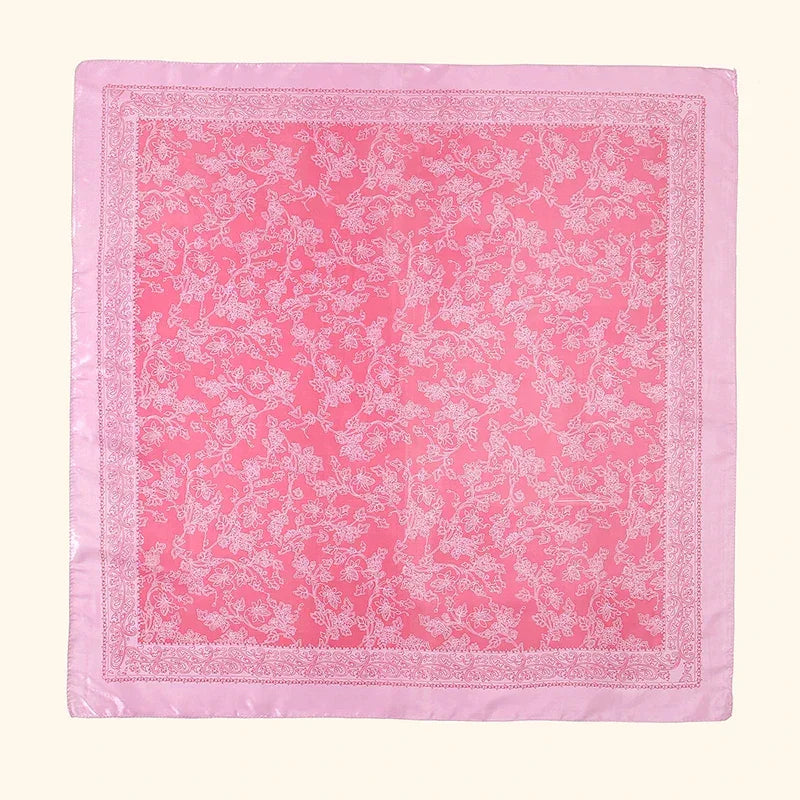 Leopard Print Square Scarf Satin Silk - Piña Colada