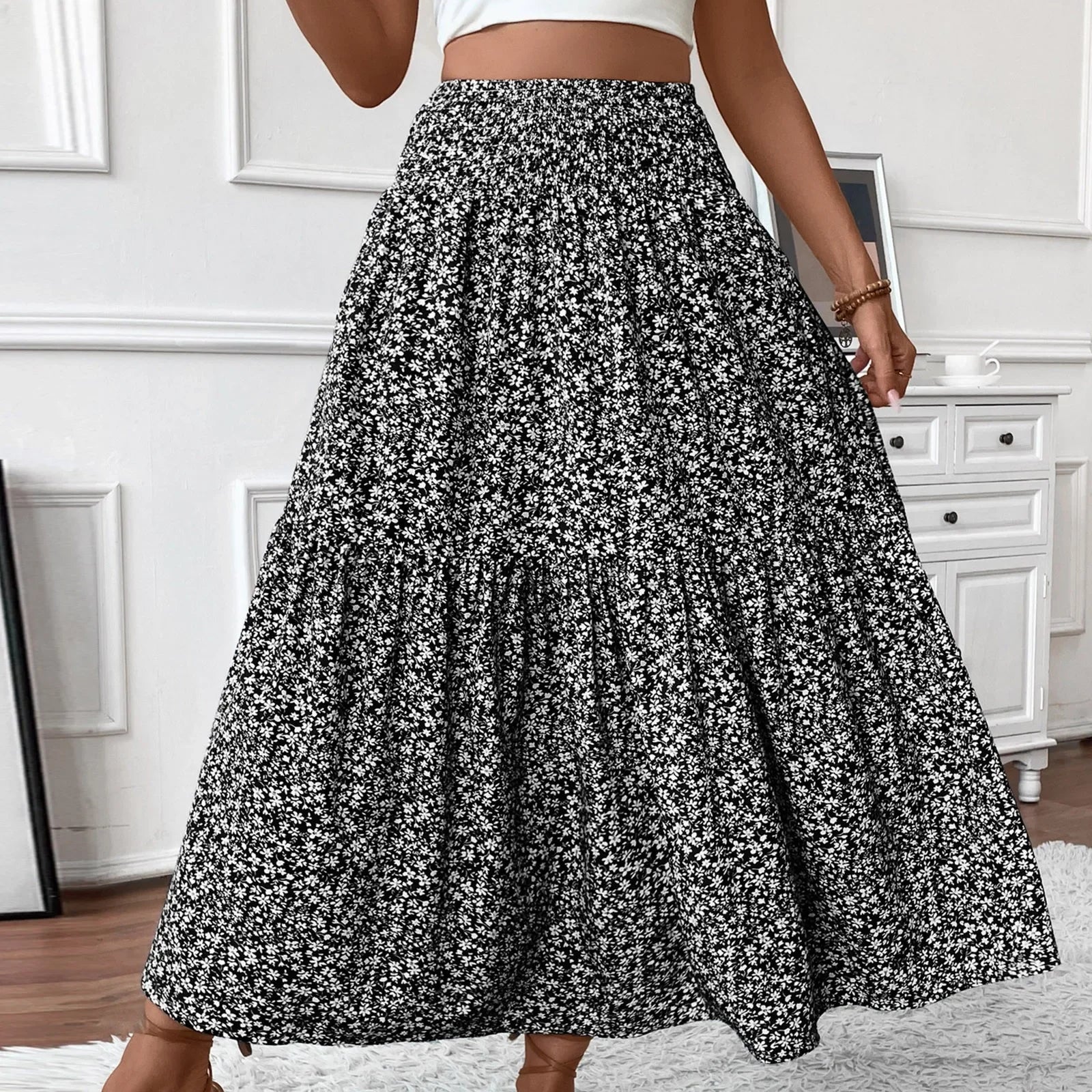 Floral Print Elastic Waist Loose - Piña Colada