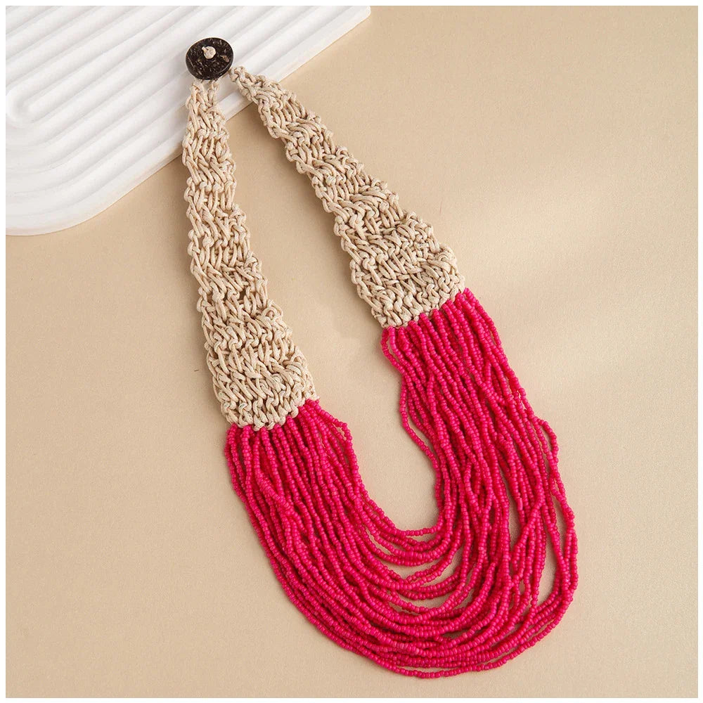 Handmade Small Beaded Necklace - Piña Colada