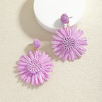 Boho Handmade Rattan Drop Earrings Flower - Piña Colada
