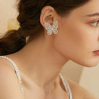 Colorful Crystal Butterfly Stud Earrings - Piña Colada