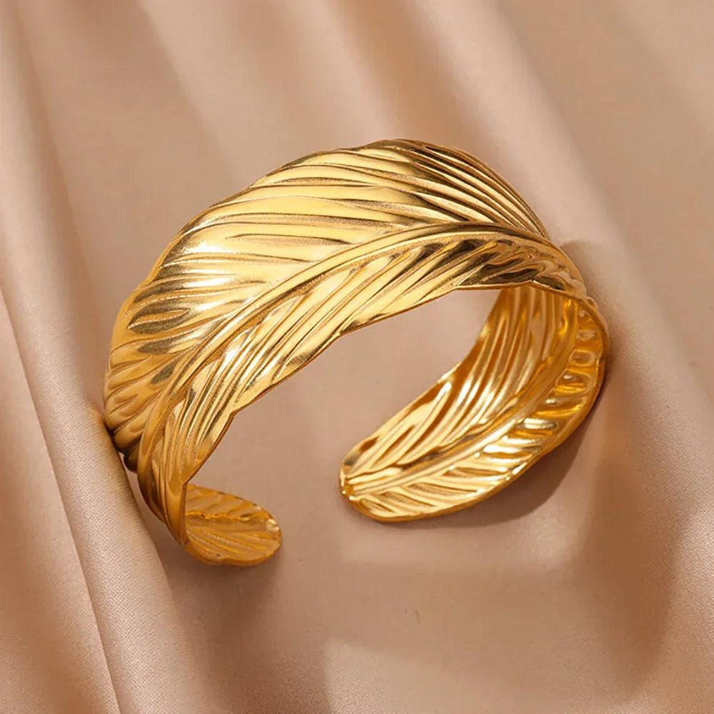 Stainless Steel Wide Bangles - Piña Colada