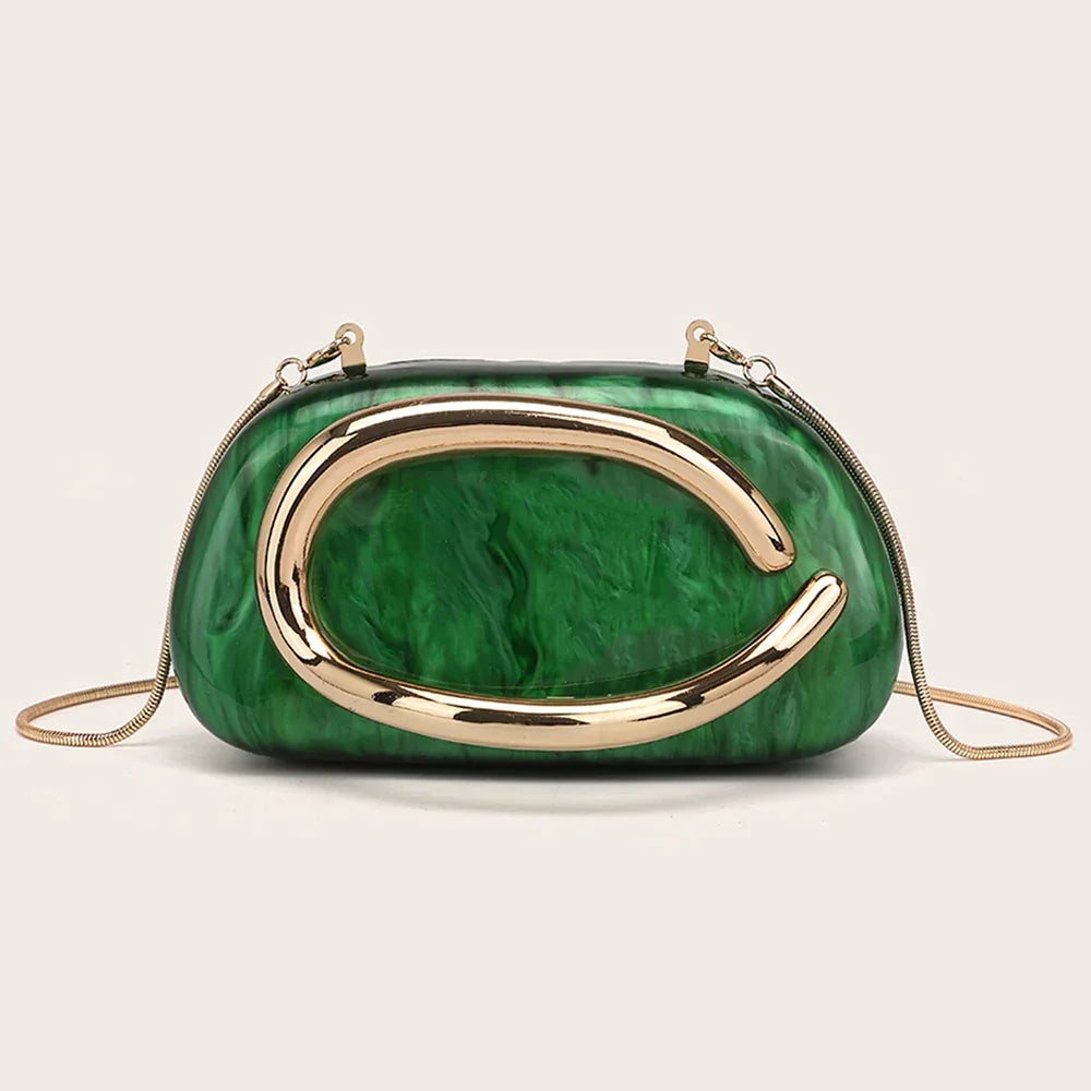 Gold Metal Crossbody Bag for Women’s Evening - Piña Colada