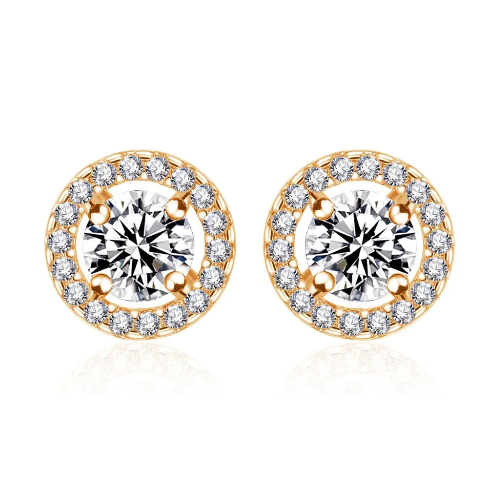 Crystal Zircon Stud Earrings - Piña Colada