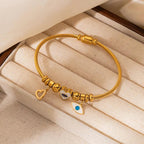 Colorful Eyes & Heart Drip Oil Pendant Bracelet - Piña Colada