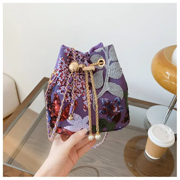 New Artistic Shoulder Bag Women Fashionable Sequins Crossbody - Piña Colada