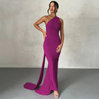 One Shoulder Backless Adjustable Scarf Maxi Dress - Piña Colada