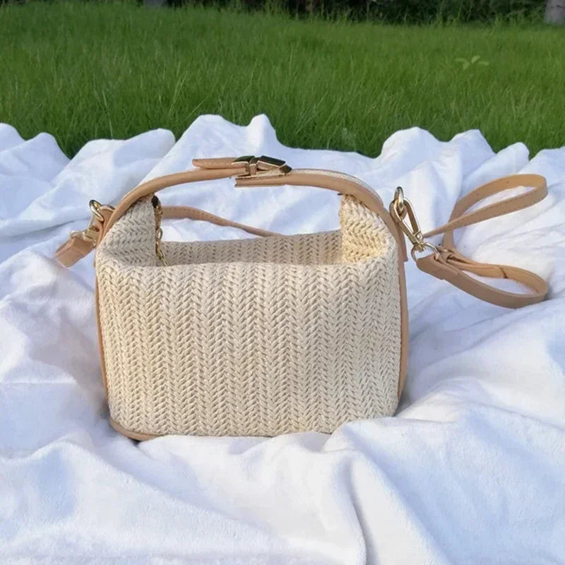 Small Straw Handbag Trendy - Piña Colada