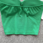 Strapless Summer Casual Crop Tops with Built In Bras - Piña Colada
