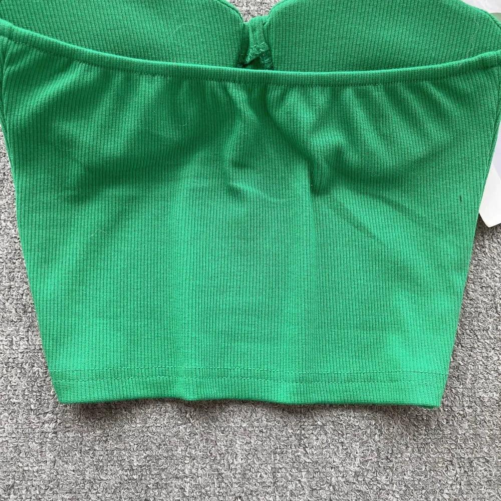 Strapless Summer Casual Crop Tops with Built In Bras - Piña Colada