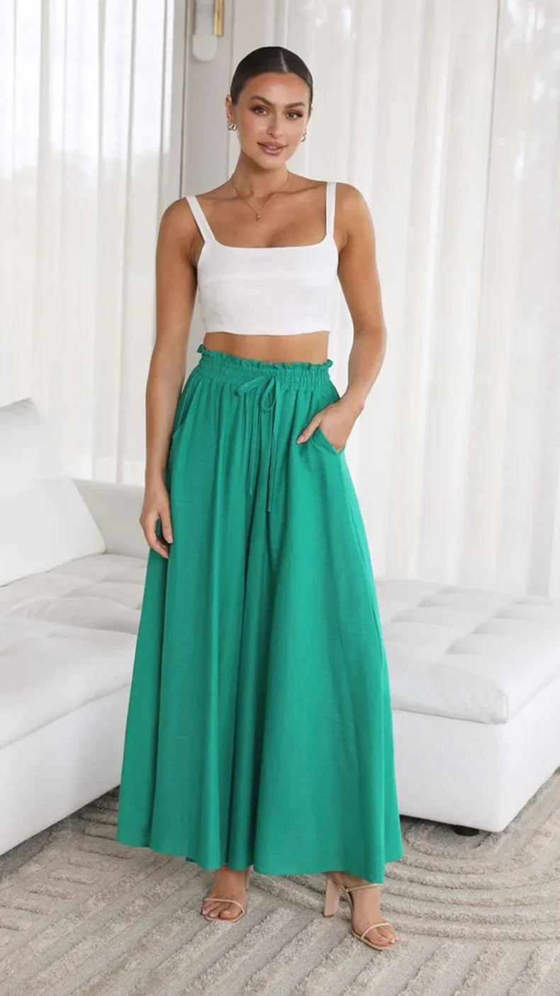 Loose Casual Wide Leg Pants - Piña Colada