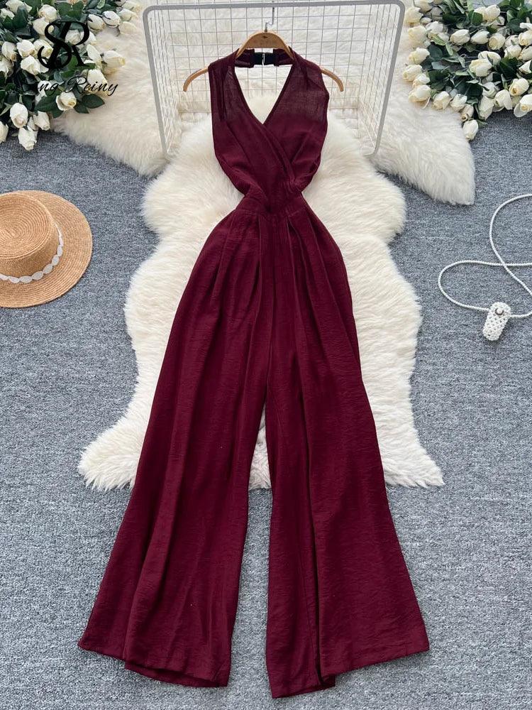 Backless Jumpsuits Women Halter Lace Up - Piña Colada