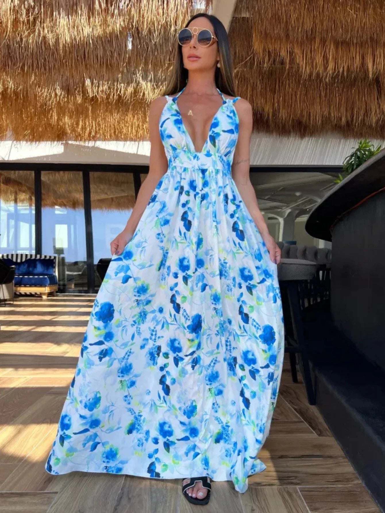 Beach Dress – V-Neck Summer Dress - Piña Colada