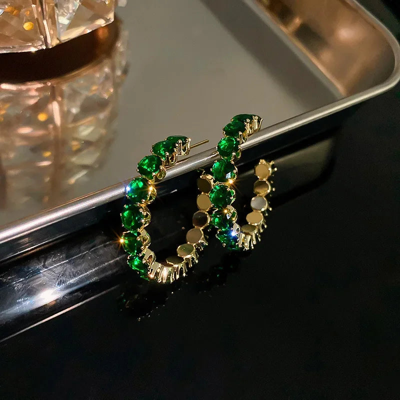 Hoop Earrings Zircon Crystal - Piña Colada
