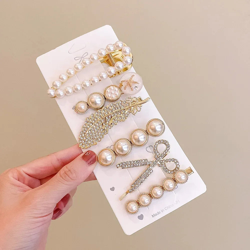 Set Metal Rhinestones Hair Clip - Piña Colada