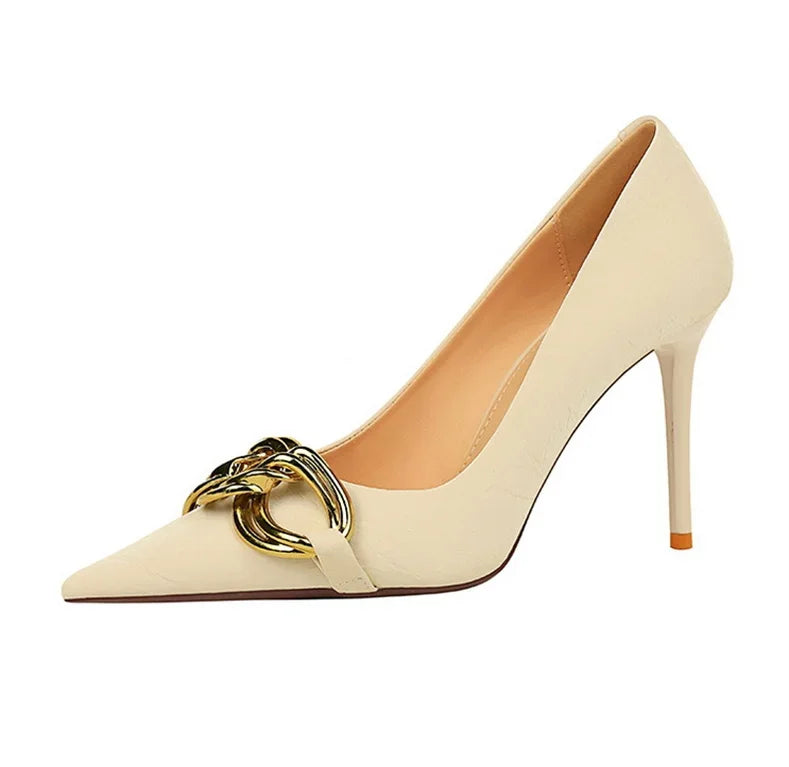 Thin High Heels Shallow Pointed - Piña Colada