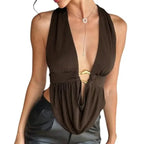 Backless Crop Top Halter - Piña Colada