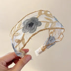 Embroidered Flower Headband - Piña Colada