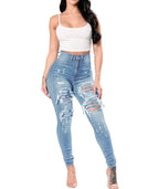 High Waist Ripped Jeans Skinny - Piña Colada