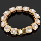Iced Out Heart & Cuban Link Bracelet - Piña Colada