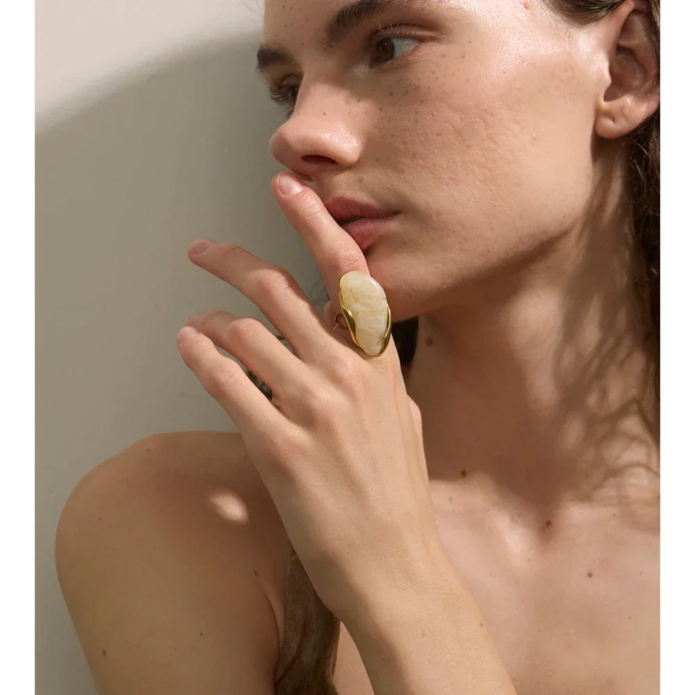 Geometric Adjustable Ring - Piña Colada