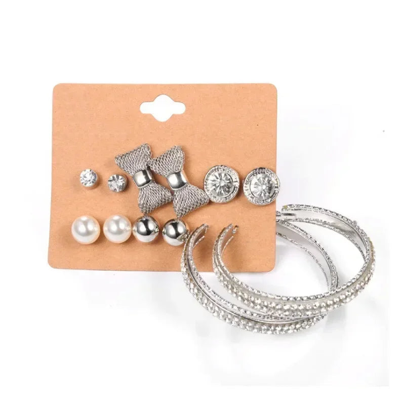 Pearl Hoop Earrings Set - Piña Colada
