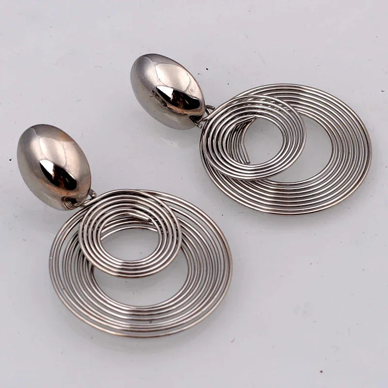 Bold Geometric Circle Drop Earrings - Piña Colada