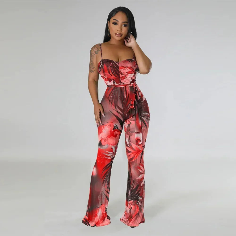 Floral Bodycon Jumpsuit - Piña Colada