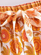 Floral Print Bohemian Wide Leg Pant - Piña Colada