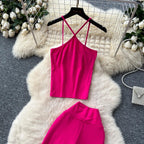 Unidance Pleated Square Neck Two-Piece Set – Casual Chic for Spring/Summer - Piña Colada