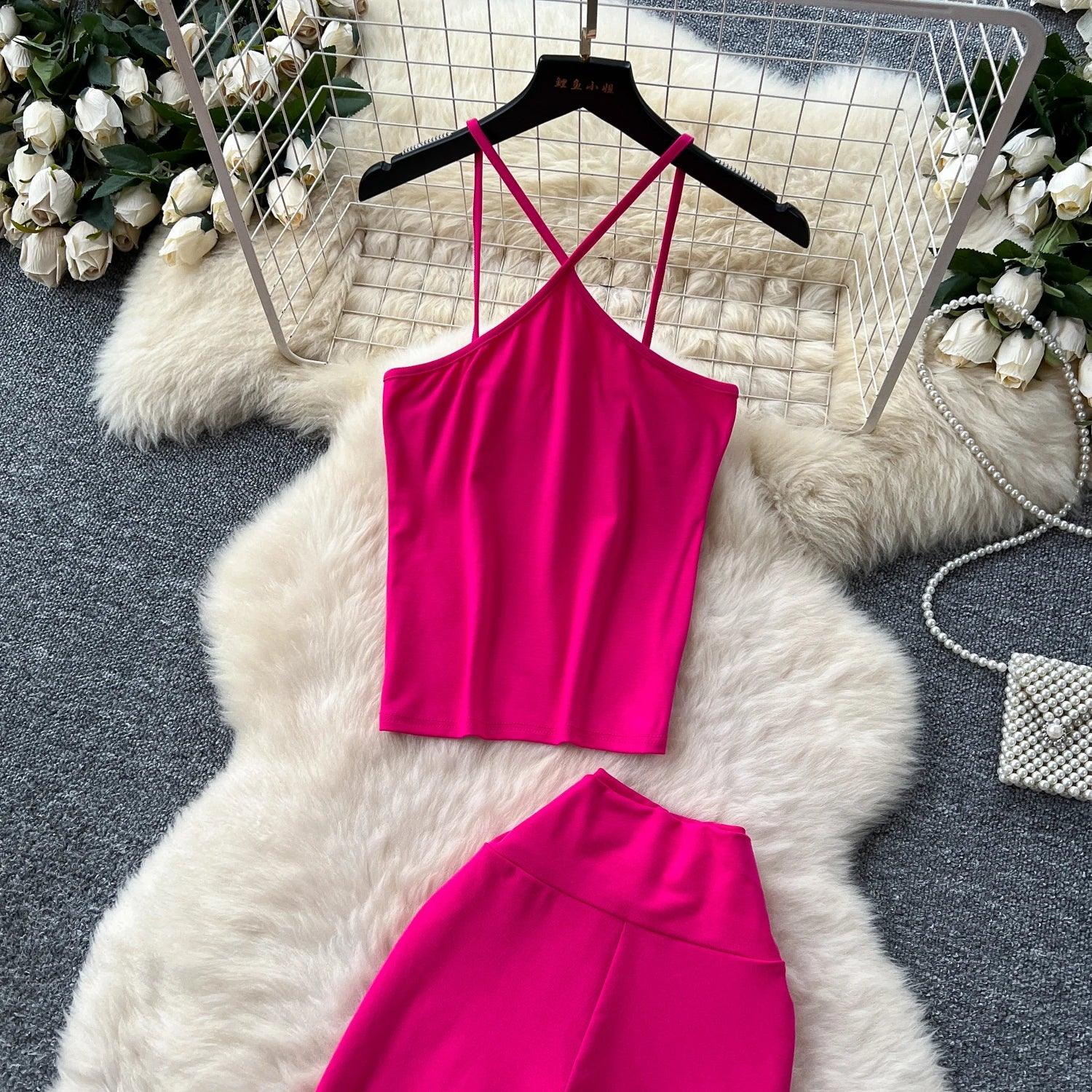 Unidance Pleated Square Neck Two-Piece Set – Casual Chic for Spring/Summer - Piña Colada