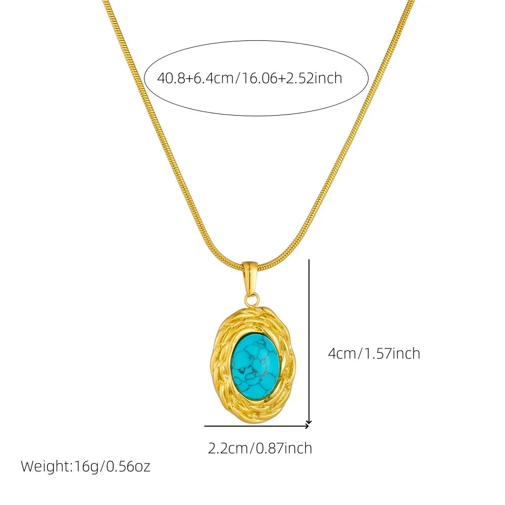 316L Stainless Steel Golden Turquoise Pendant - Piña Colada