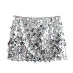 High Waist Sequined Mini Skirt - Piña Colada
