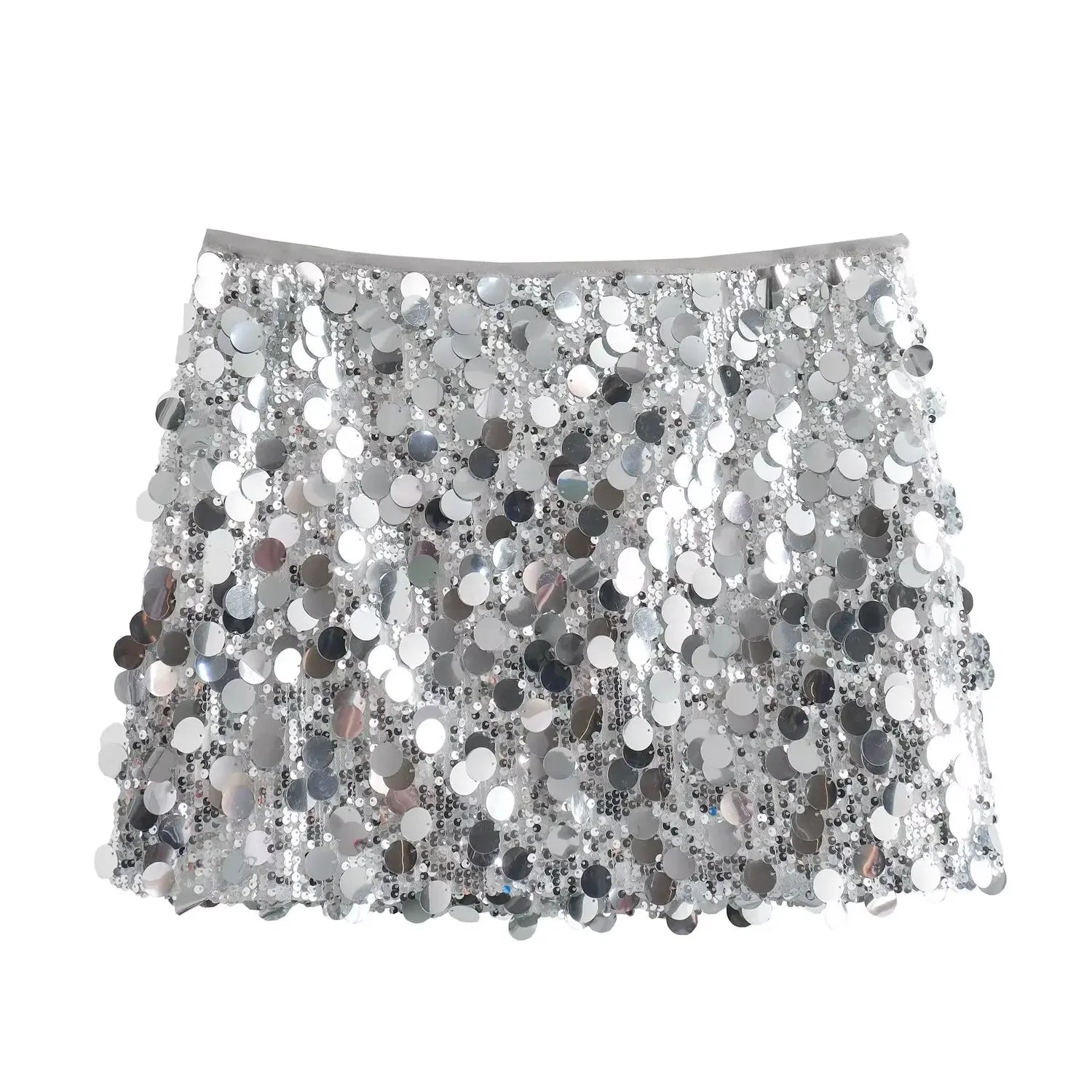 High Waist Sequined Mini Skirt - Piña Colada