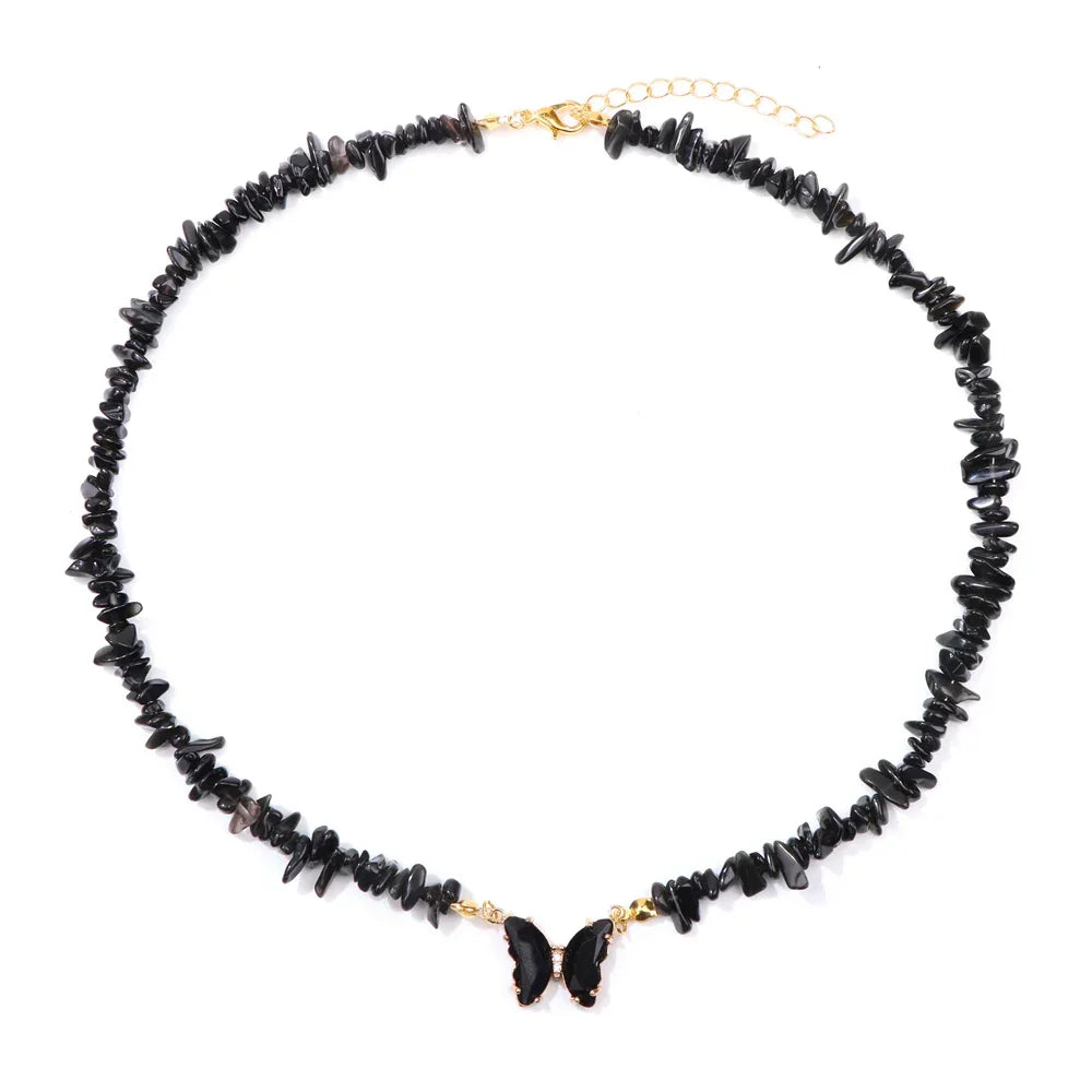 Butterfly Crystal Necklace - Piña Colada
