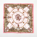Leopard Print Square Scarf Satin Silk - Piña Colada