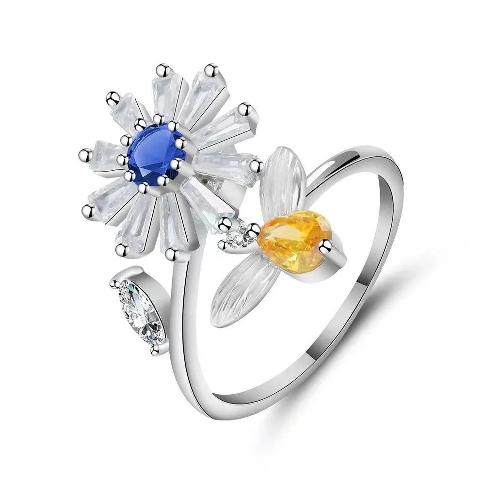 Spinner Ring Crystal Flower - Piña Colada