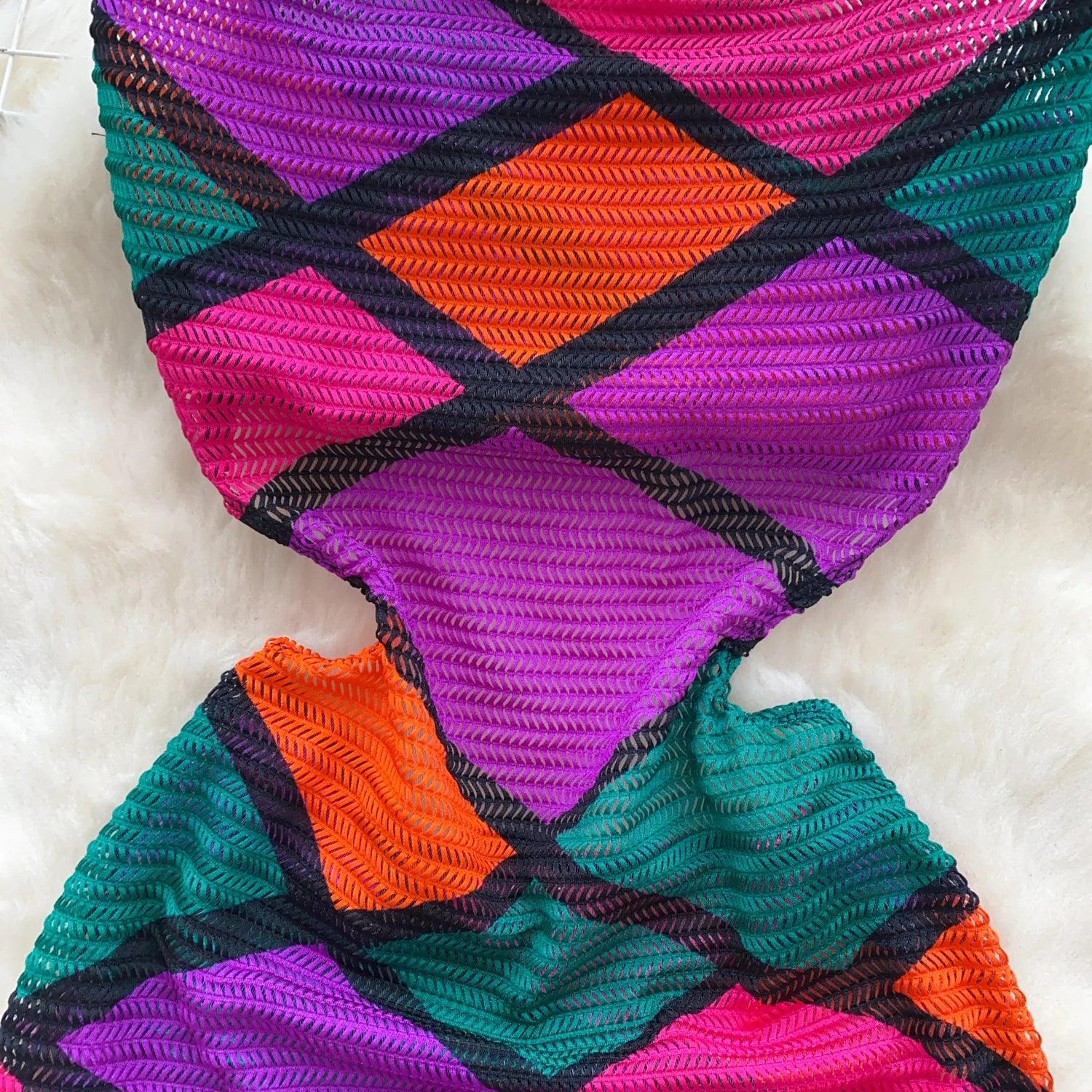 Strapless Patchwork Print Mini Dress – Sexy & Club Style - Piña Colada
