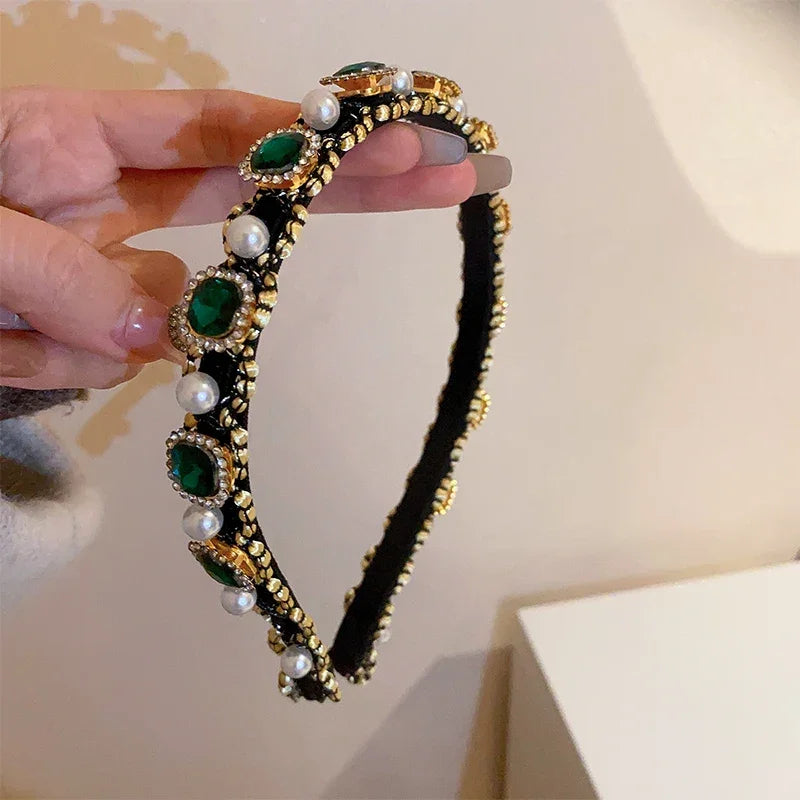 Pearl & Rhinestone Headband - Piña Colada