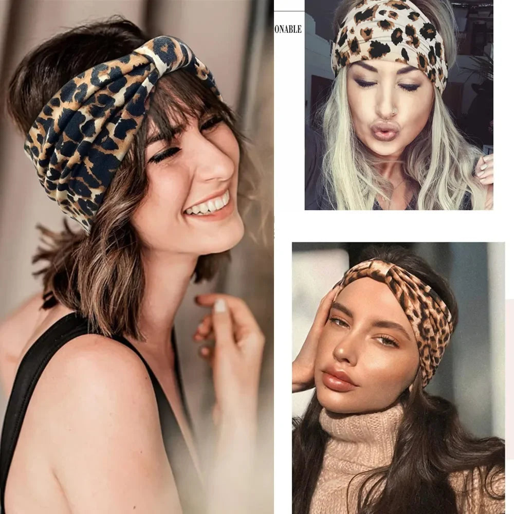 Leopard Print Headbands - Piña Colada