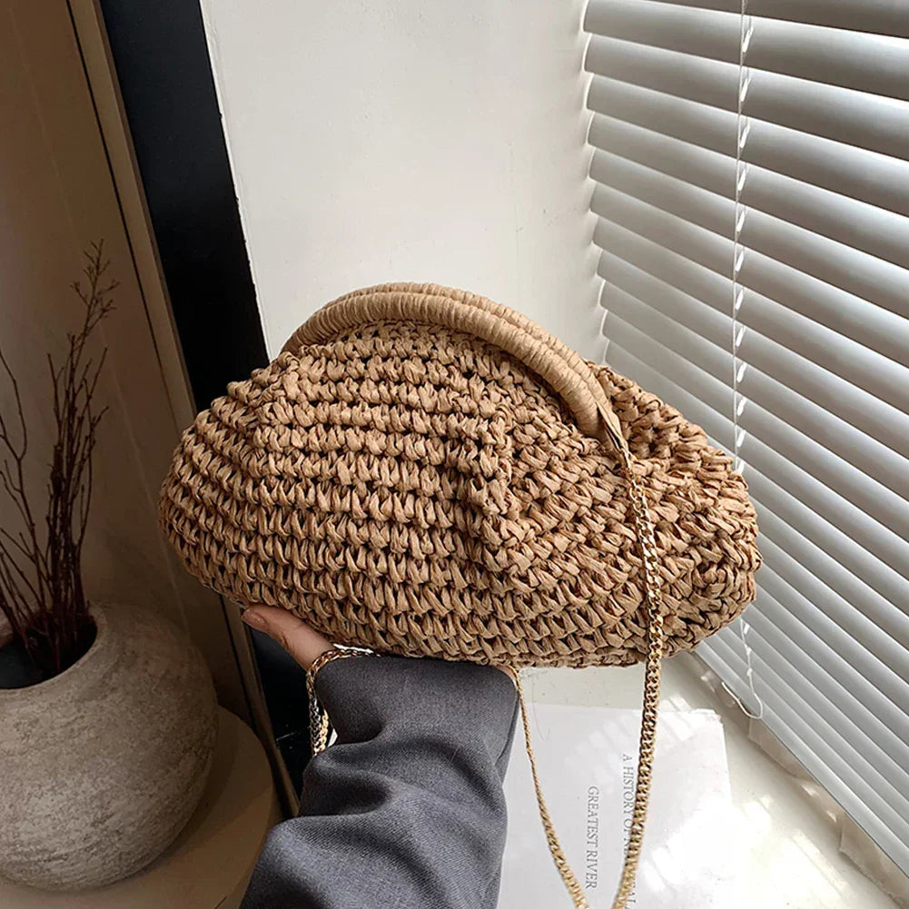Straw Woven Bag Chain Strap - Piña Colada