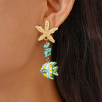 Colorful Fish Drop Earrings - Piña Colada